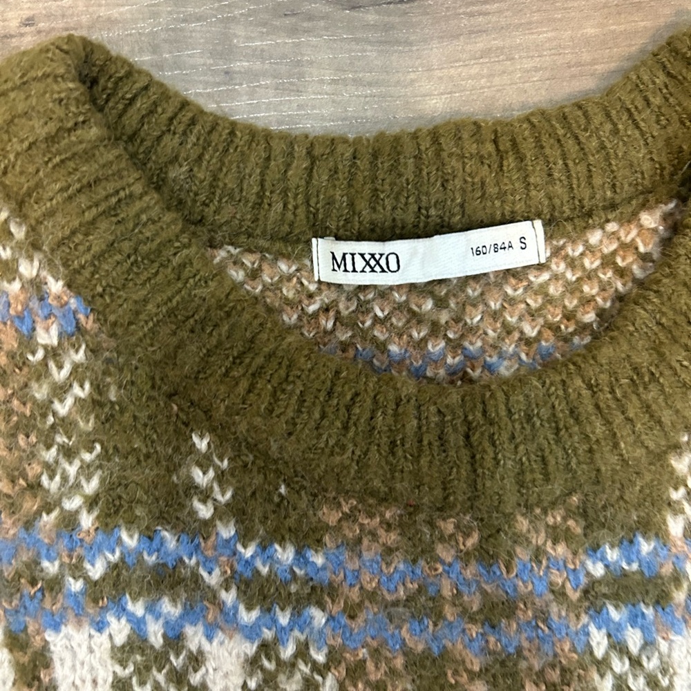 Olive and Blue Plaid Crewneck Sweater - Picture 3 of 5